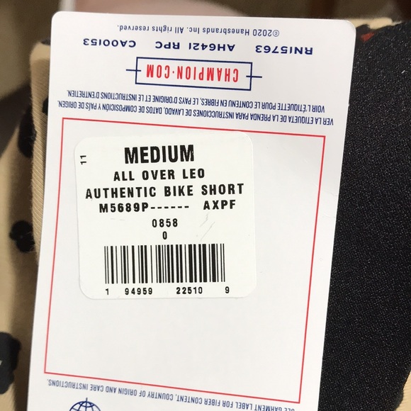 Champion Women’s Authentic Bike Shorts Leopard Print Wicking High Waist S NWT - Picture 3 of 5